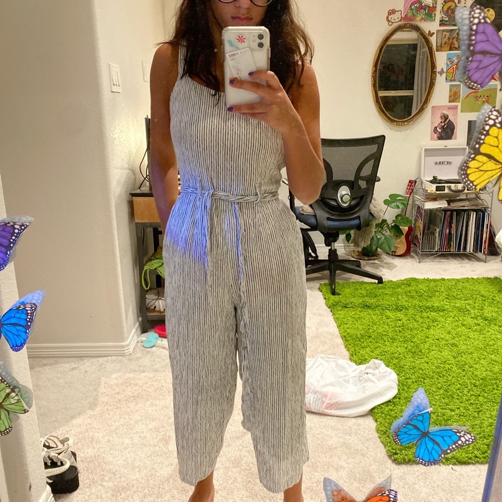 cutest striped linen american eagle romper